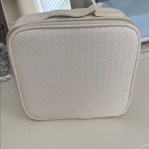 Chic Cream Woven Cosmetic Bag